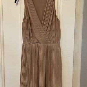 Halston Heritage Pleated Wrap Midi Dress - Size 4, Taupe